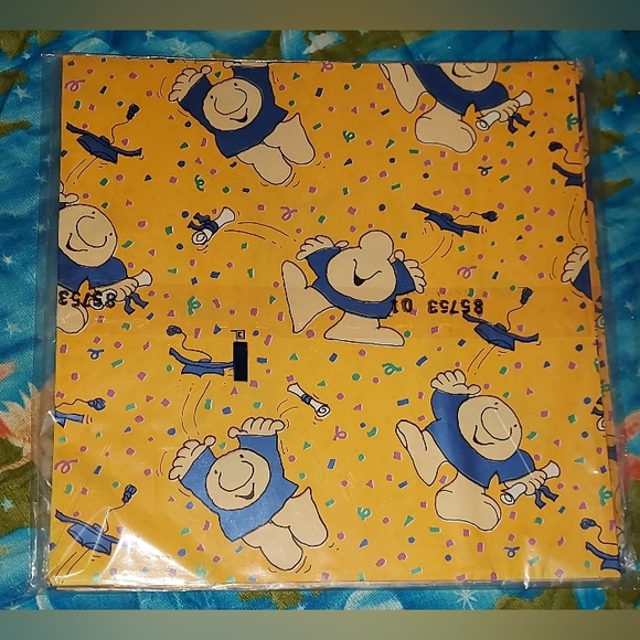 2 Ziggy 90s graduation gift wrap retro college paper present Carlton - Picture 2 of 3